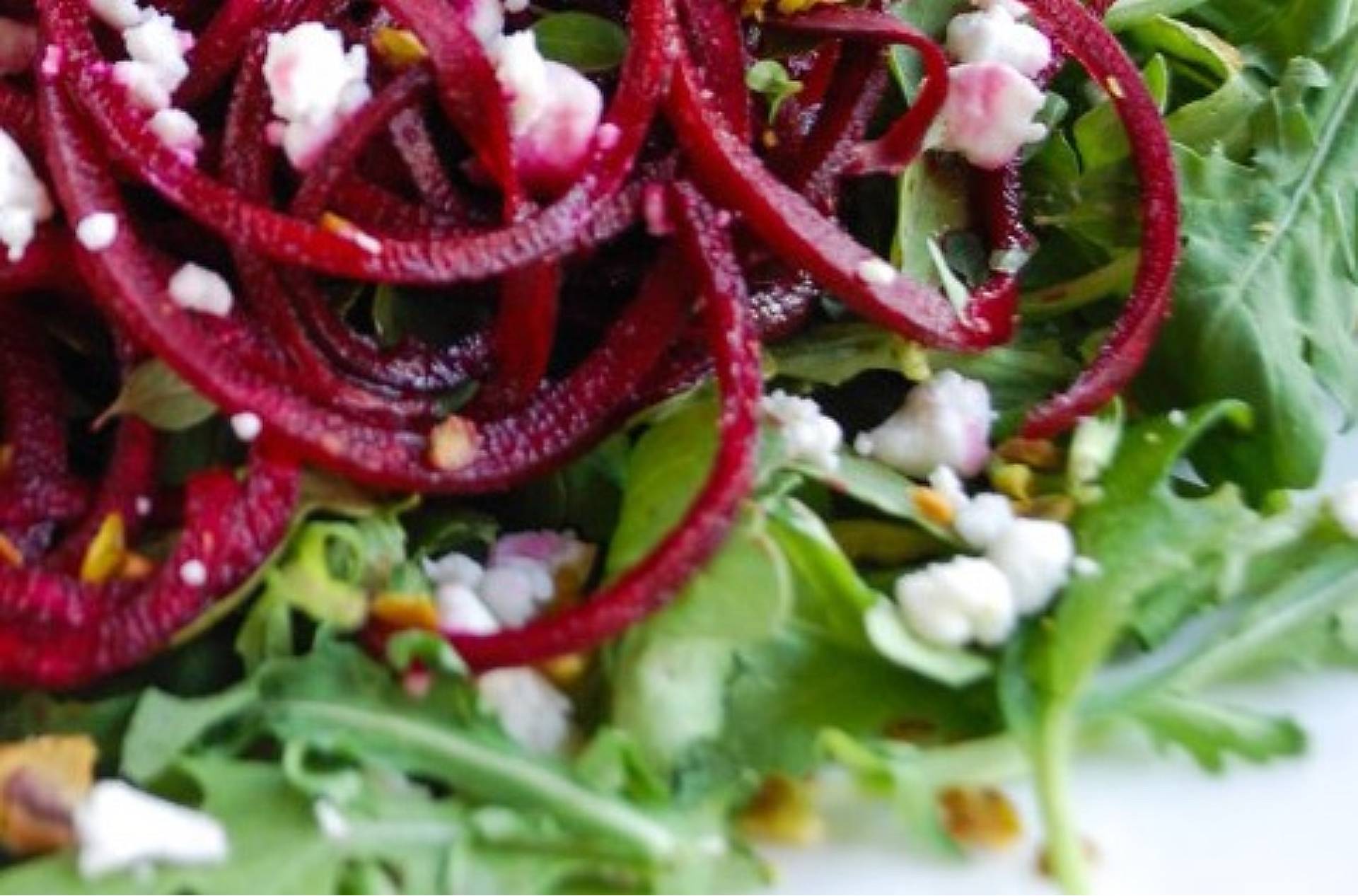 Spiralized Beet Salad with Walnuts and Cheese