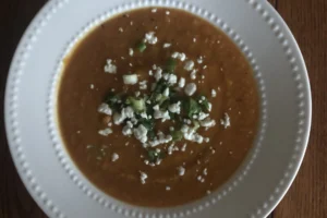 Puréed Red Lentil Soup with Sweet Potatoes, Carrots and Apples