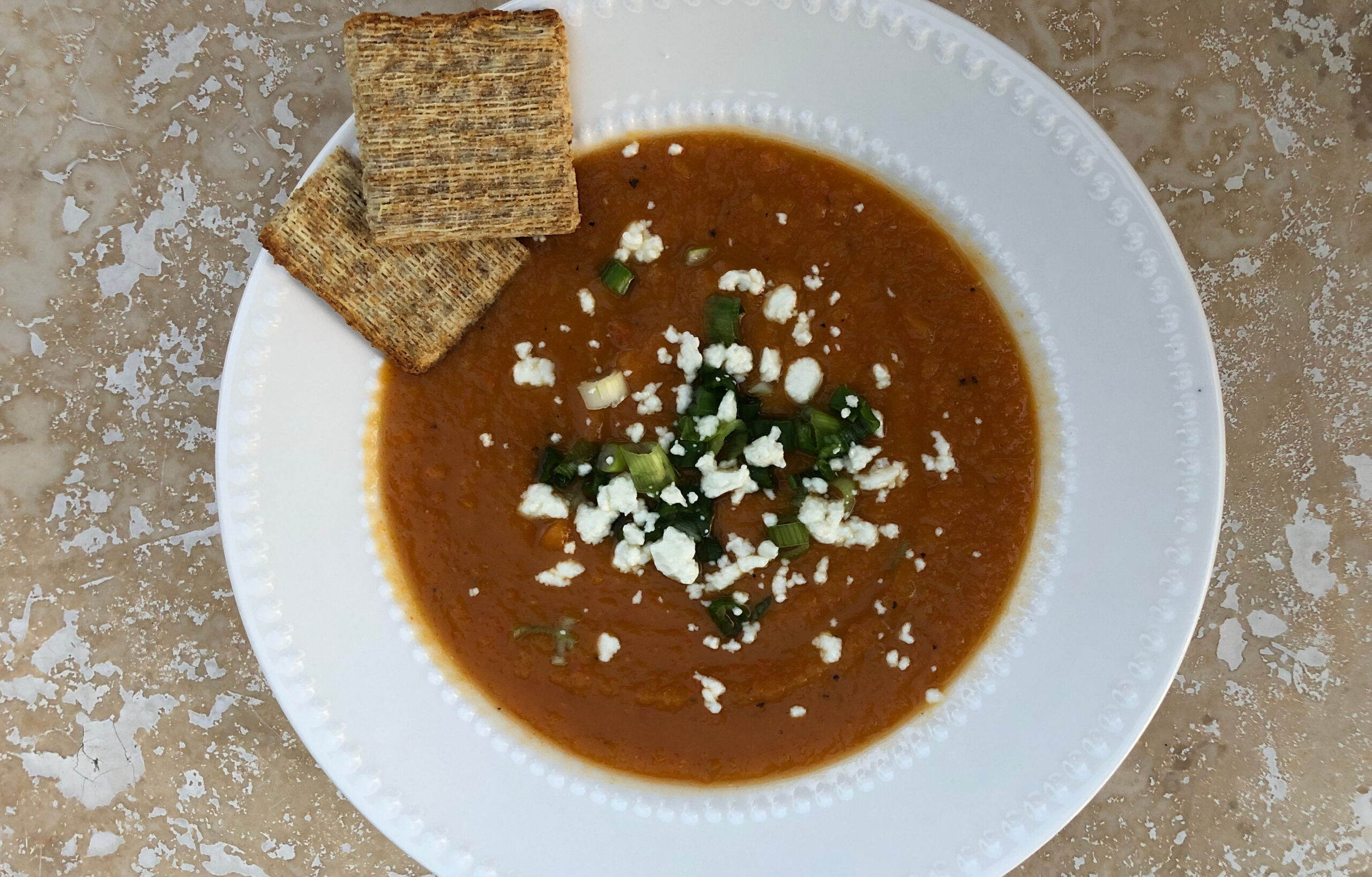 Puréed Red Lentil Soup with Sweet Potatoes, Carrots, and Apples